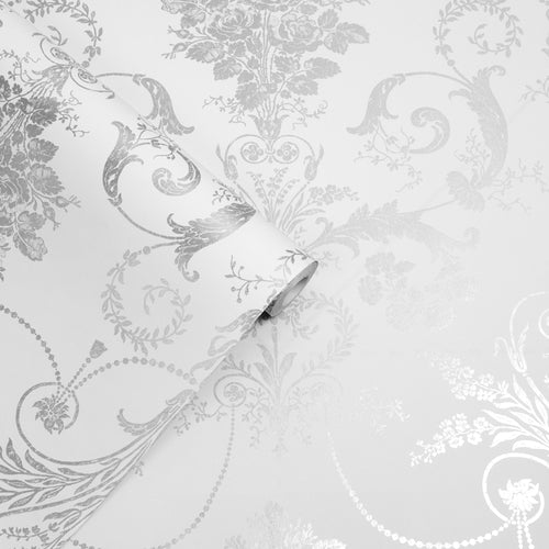 Laura Ashley Vliesbehang - Josette Metallic Silver - 10mx52cm - vtwonen shop