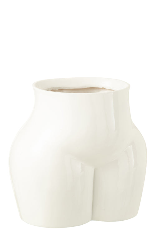 J-Line vaas Lady Onderkant Pewter Glanzend - polyresin - wit - Ø 24.5 cm