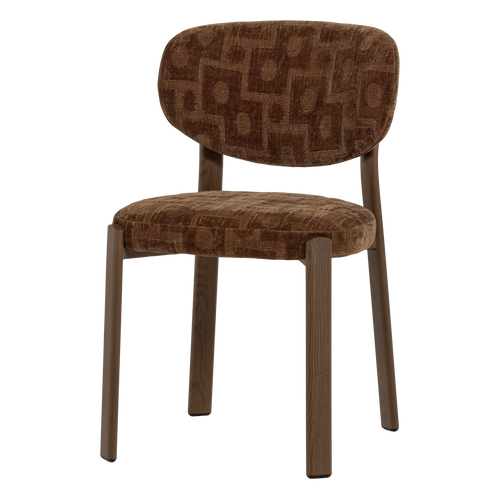WOOOD eetkamerstoel Foon - 3d Structuurstof - Bruin - Set Van 2 - 81x48x55