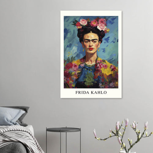 Artfulprints  Frida Kahlo - Painted floral portrait   poster 70x100 cm - vtwonen shop