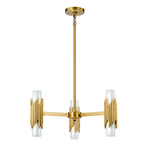 Mehrarmige Pendelleuchte, modernes gealtertes Messing, 6 x E14