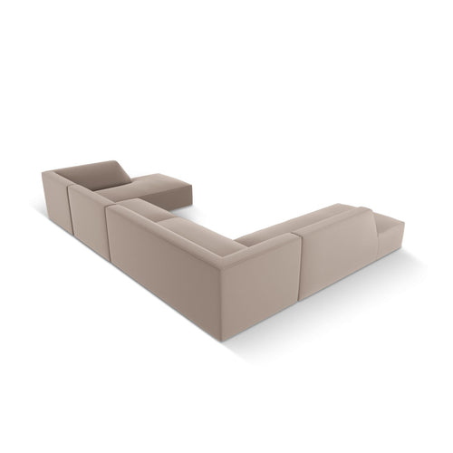 Cosmopolitan Design - Modulaire panoramische hoekbank links Siena 7-zits, imitatieleer lichtbruin - 273x366x69cm