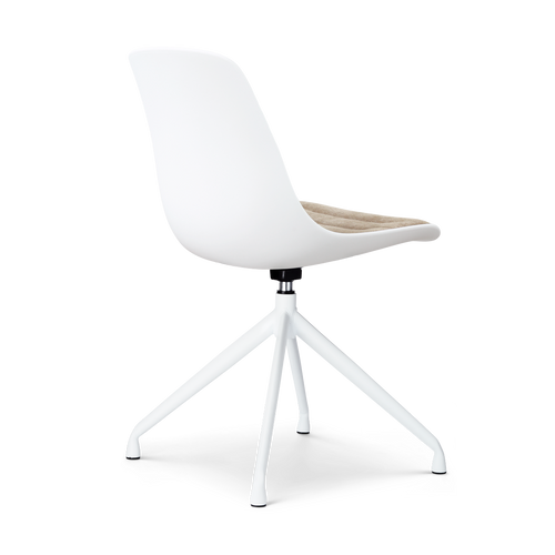Nolon Nola-Liv draaibare eetkamerstoel wit met nougatbruin zitkussen - wit onderstel
