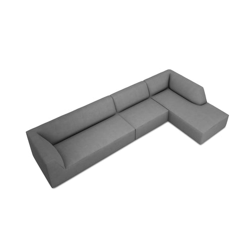 Cosmopolitan Design - Modulaire hoekbank rechts Siena 5-zits, structurele stof grijs - 180x366x69cm