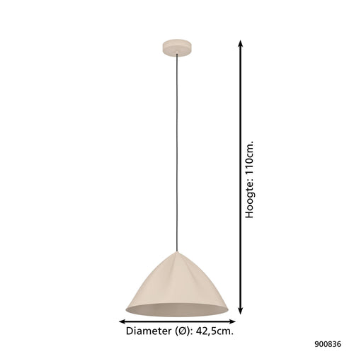 EGLO hanglamp Podere - e27 - ø 42,5 cm - zand - staal