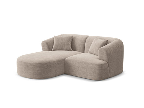 Cosmopolitan Design Modulaire hoekbank links Campi 3-zits, ribfluwelen cappuccino - 156x180x70cm