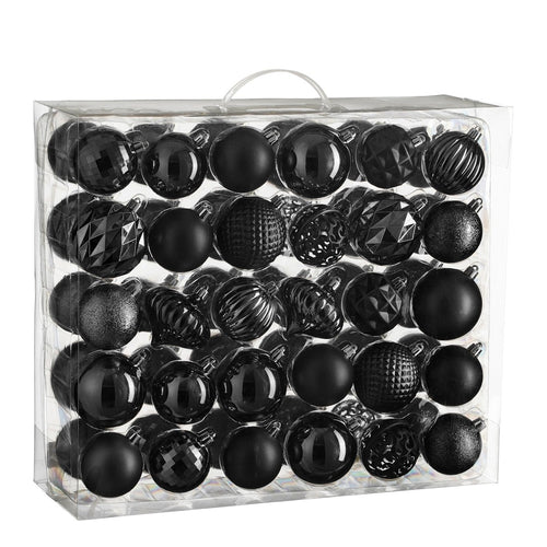 Mica Decorations Kerstballen Set - 60 Stuks - Ø7 cm - Onbreekbaar - Zwart