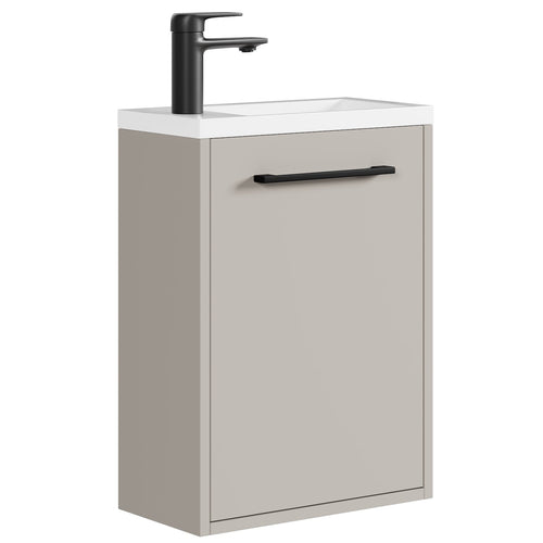 Badplaats Toiletmeubel Florence 40 x 22 cm – Beige – Fonteinmeubel met Witte Wastafel