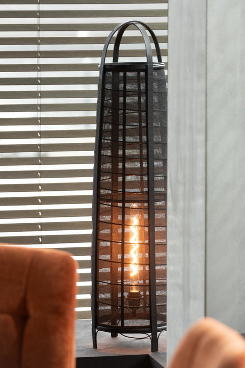 J-Line lamp Don - katoen/bamboe - zwart