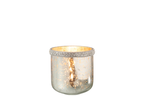 J-Line windlicht Diamant - glas - zilver - small - 2 stuks - vtwonen shop