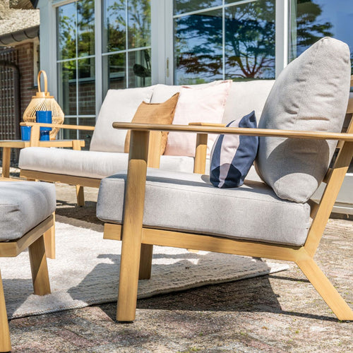 Garden Impressions Loungestoel Ariane light teak look incl voetenbank