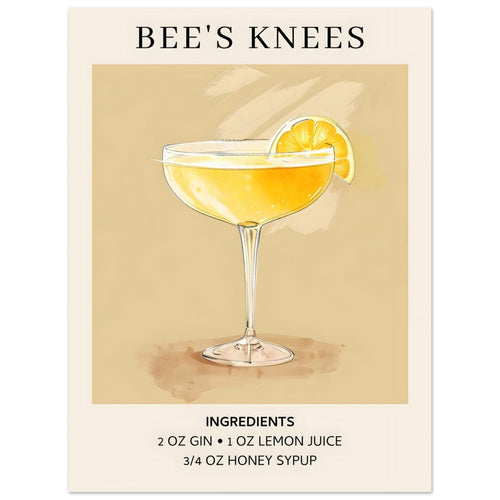 Artfulprints  Bee's Knees cocktail - Ingrediënten   poster 30x40 cm - vtwonen shop