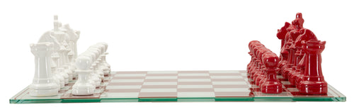 Mauro Ferretti schaakbord - 61x61x14 cm - wit/rood
