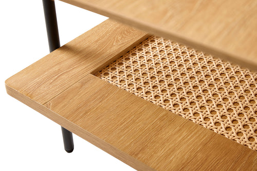 Rebellenclub Salontafel Berley - 110 x 55 cm - Eiken met Rattan