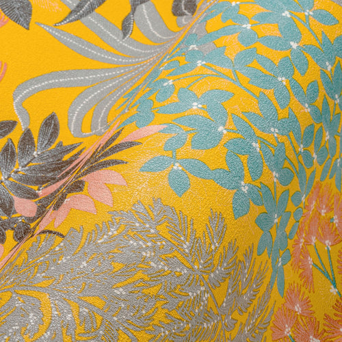 Livingwalls behang bloemen geel, zwart, roze, blauw en grijs - 53 cm x 10.05 m - AS-391283 - vtwonen shop