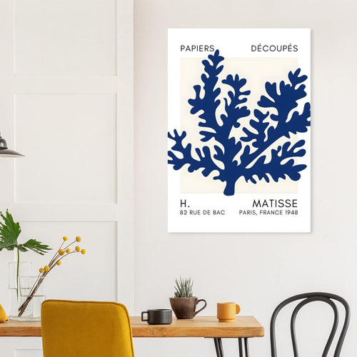 Artfulprints  Matisse – Aqua bloom navy blue II   poster 70x100 cm - vtwonen shop