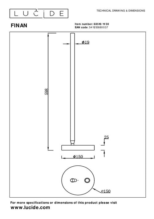 Lucide tafellamp FINAN - Geïntegreerde LED - Zwart - vtwonen shop