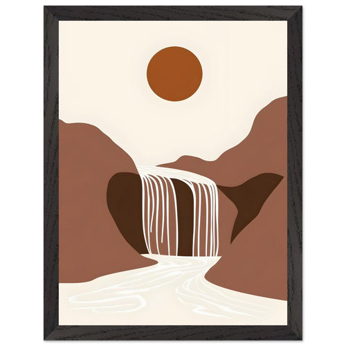 Artfulprints Poster met Lijst Boho – Warm waterfall   - 30x40 cm - Bruin