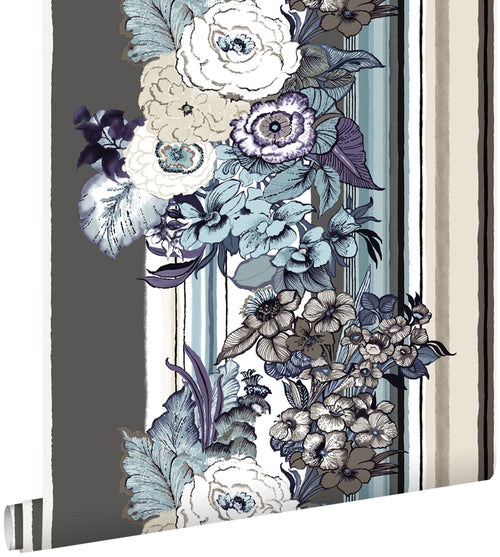 ESTAhome behang vintage bloemen taupe en donker paars - 53 cm x 10,05 m - 138117 - vtwonen shop