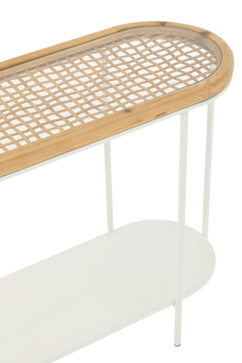 J-Line console Mati - sparhout/metaal - naturel/wit