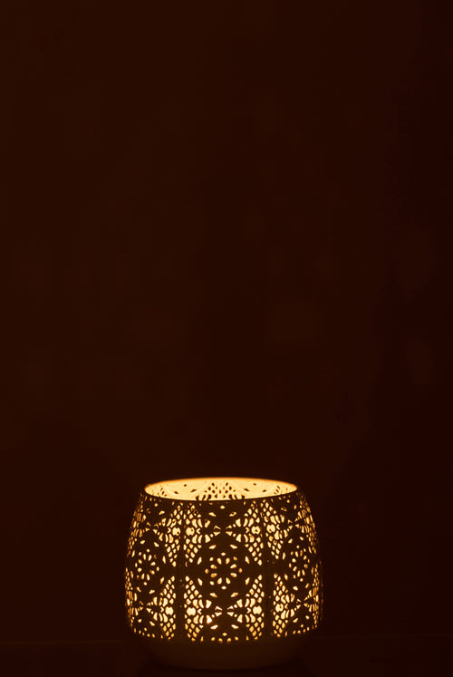 J-Line kaarshouder Oosters - metaal/glas - wit - medium