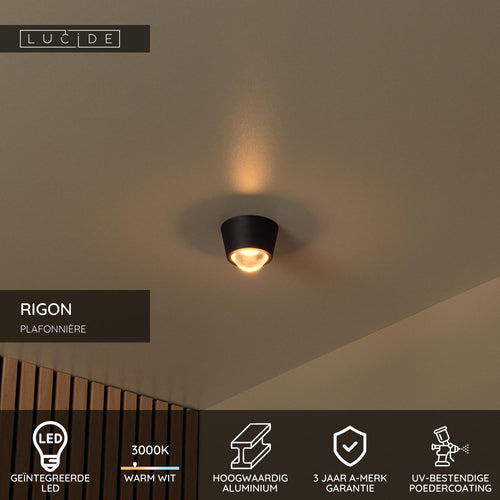 Lucide plafonnière RIGON - Geïntegreerde LED - Zwart