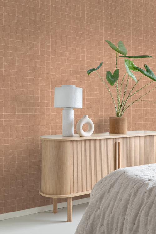 Origin Wallcoverings behang tegelmotief licht terracotta - 50 x 900 cm - 348048 - vtwonen shop