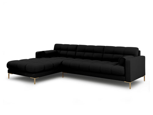 Cosmopolitan Design linker hoekbank Bali 5-zits, structurele stof, zwart - 185x293x75cm