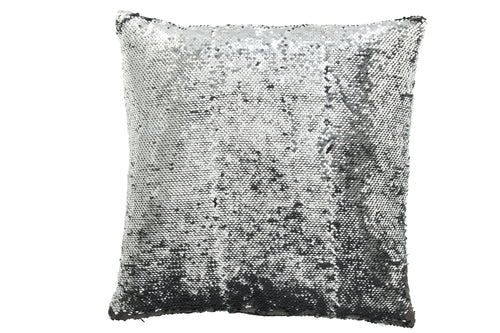 J-Line kussen Omkeerbaar Sequin - katoen/linnen - zwart/zilver