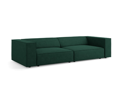 Cosmopolitan Design Bank Arendal 4-zits, chenille met ribbeleffect, flessengroen - 102x244x70cm