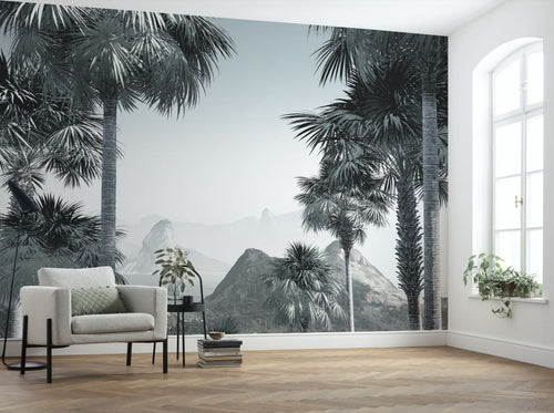 Sanders & Sanders fotobehang tropisch paradijs vergrijsd groen - 400 x 280 cm - 612041
