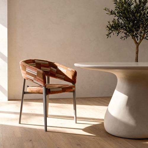 DÉJA Living Eetkamerstoel Malmö - Terracotta/Greige Stof - Set van 2 - vtwonen shop