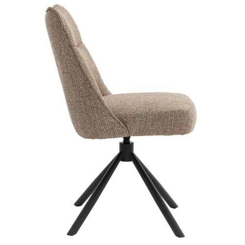 DÉJA Living Eetkamerstoel Meau - Taupe/Zwart - Draaibaar - Set van 2