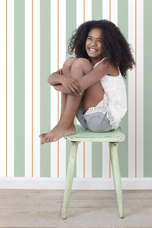 ESTAhome behang strepen mintgroen en terracotta - 50 x 900 cm - 131476 - vtwonen shop