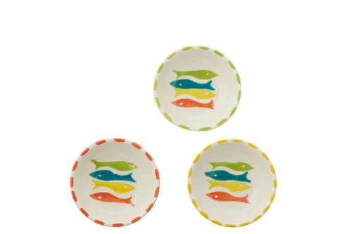 J-Line schaal Vis - keramiek - small - set van 3