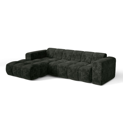 Premium Interiors - Linkerhoekbank BLOOM - gewaafd fluweel antracietgrijs 290cm