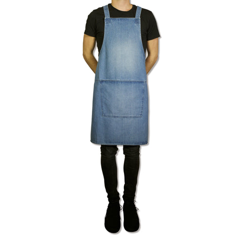 Dutchdeluxes Schort - Handgemaakt - Met Bretels - Uniek - Horeca - Licht blauw