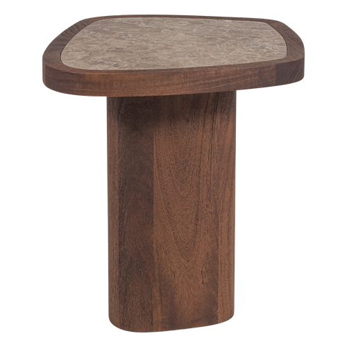 WOOOD bijzettafel Granu - Marmer/Mangohout - Bruin - 50x53x45