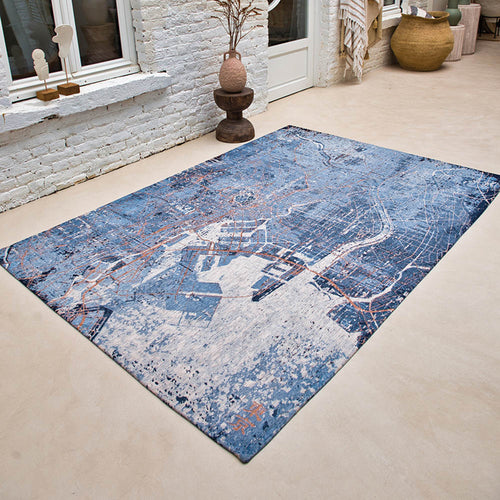 Louis De Poortere binnen & buiten machinewasbaar vloerkleed Cities Tokyo van 40% gerecycled PET - blauw - 280x390cm