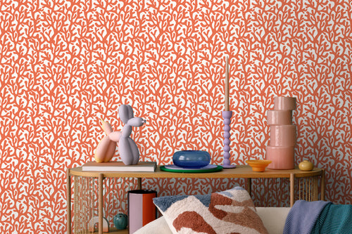 ESTAhome behang koraal oranje en wit - 50 x 900 cm - 131013 - vtwonen shop