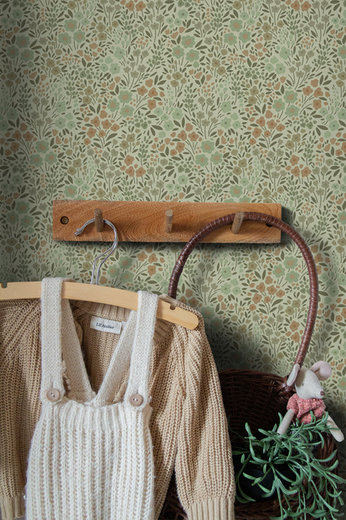 ESTAhome behang bloemetjes vergrijsd groen - 53 cm x 10.05 m - 139699 - vtwonen shop