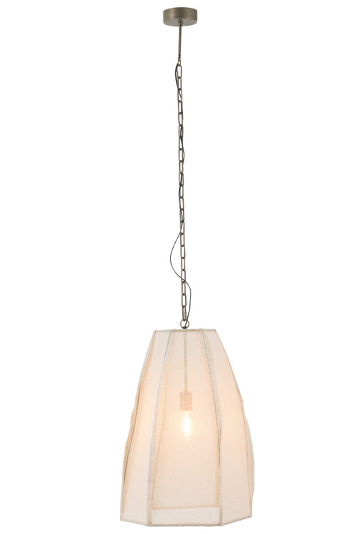 J-Line hanglamp Peer - linnen/ijzer - wit - large