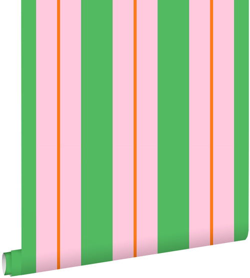 ESTAhome behang strepen groen en roze - 50 x 900 cm - 131679