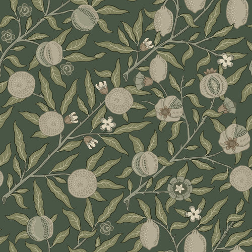 ESTAhome behang exotisch fruit en bladeren donkergroen en taupe - 50 x 900 cm - 131174 - vtwonen shop