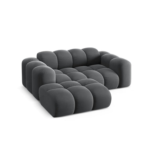 Cosmopolitan Design - Linker hoekbank Treno 2-zits, flueel grijs - 164x180x70cm