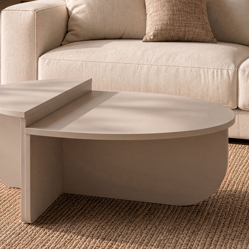 Calicosy - ORION Set van 2 salontafels - Licht hout - 90x90x35 cm
