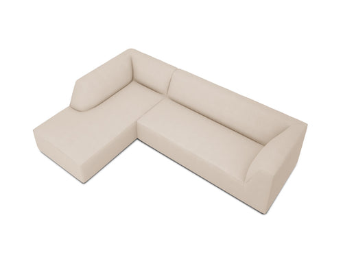 Micadoni linker hoekbank Ruby 4-zits, structurele stof, beige - 180x273x69cm