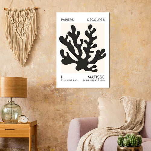 Artfulprints Poster Matisse – Saltflower shapes black   - 50x70 cm - Zwart