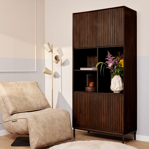 StarFurn Vakkenkast Madison - Bruin Hout - 90x45x200cm - vtwonen shop