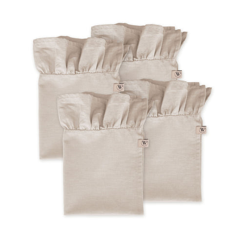 Walra - Servet Set Lovely Linen Ruffles - 4x 40x40 cm - Naturel
